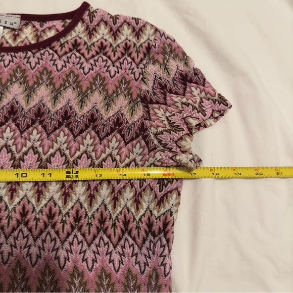 Vintage Tiramisu Pink Chevron Tee Shirt Size Large Y2K 2000s Unif - Picture 4 of 5